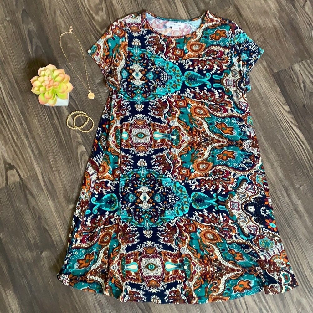 Pattern Turquoise shift dress